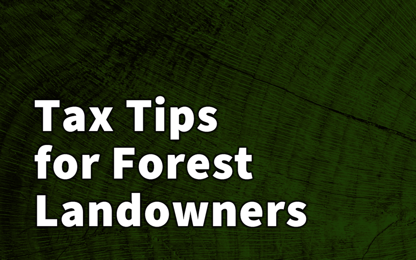 Tax Tips for Forest Landowners text over a timber graphic