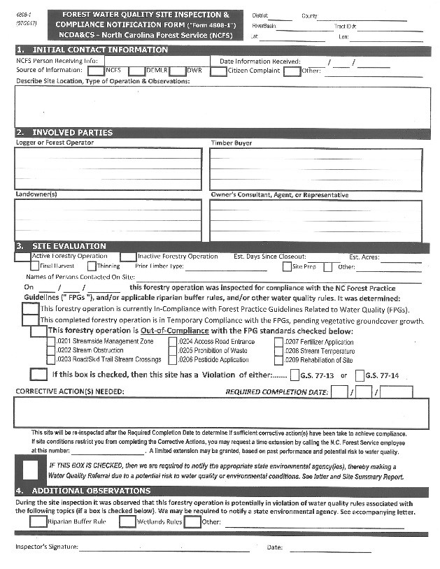Water Quality Inspection form