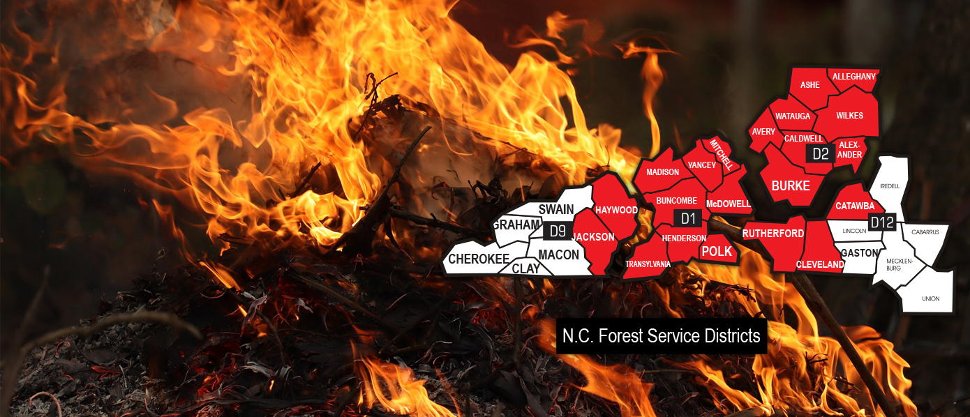 Map showing counties where permits are once again required over a debris burn background