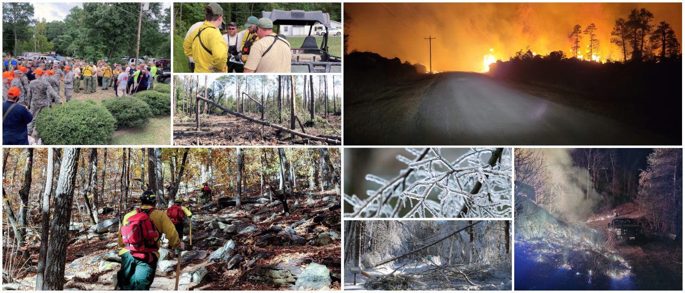 Photo collage representing all hazard emergency response situations